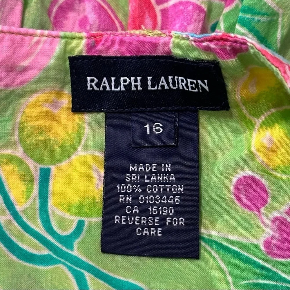 Ralph Lauren Girls Size 16 Green Floral Print Cotton Mini Skirt